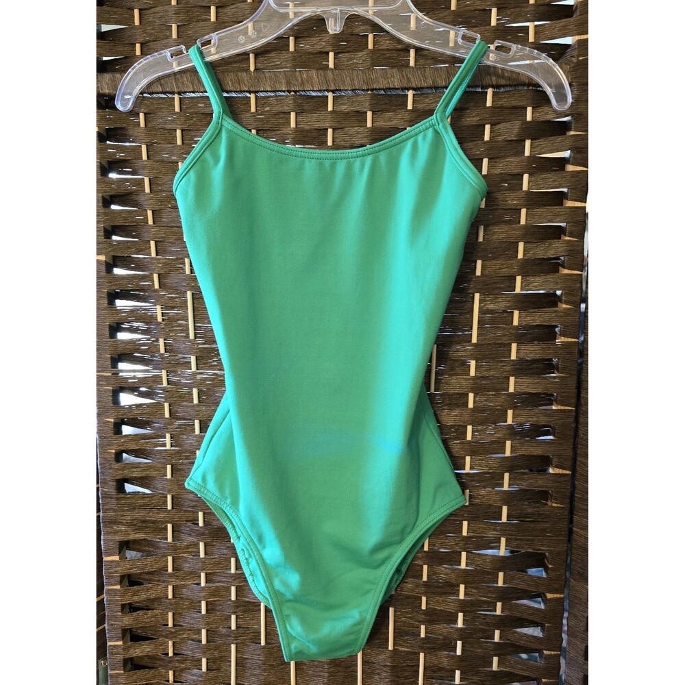 So Danca Leotard Adult Petite / Large Child Green Rhinestone Back Fairycore Flaw